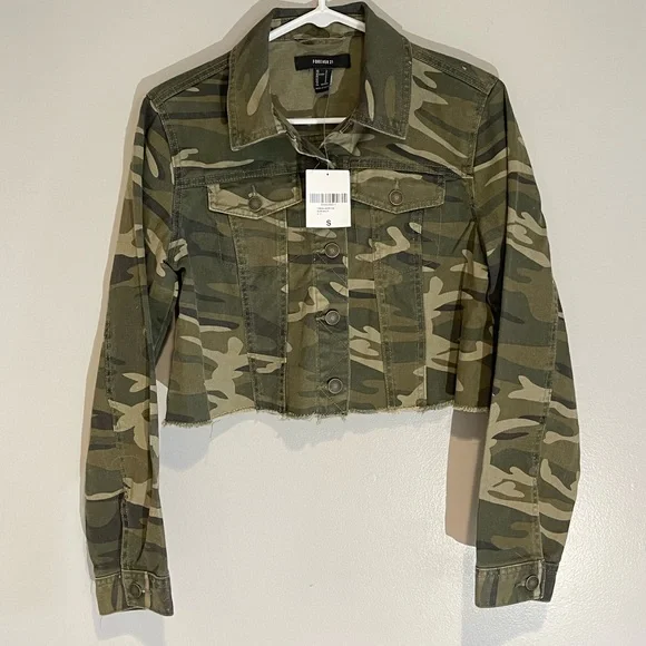 Forever 21 Jackets Coats Forever Cropped Camo Denim Jacket